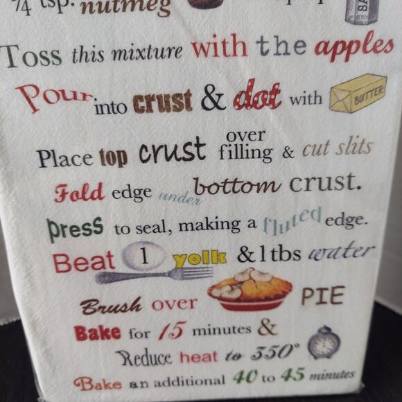Mary Lake Thompson Flour Sack Towel 30" x 30" Apple Pie Recipe Kitchen Towel - Picture 5 of 5